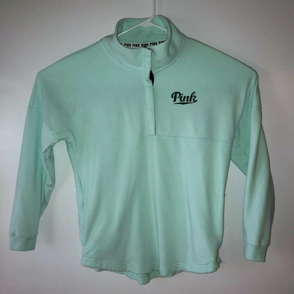 Victorias Secret Pink Womens Large Mint Green Long Sleeve Pullover Sweatshirt L